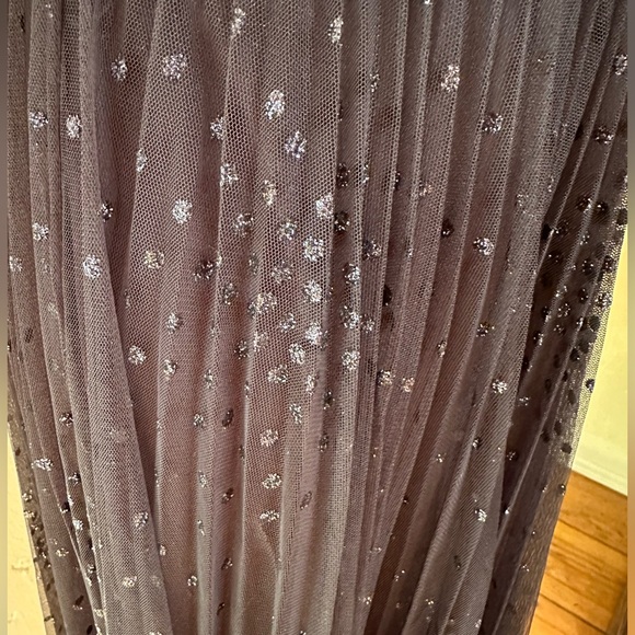 Betsey Johnson black beaded spaghetti strap tulle dress w/Greek waist Size 4 - Picture 3 of 6